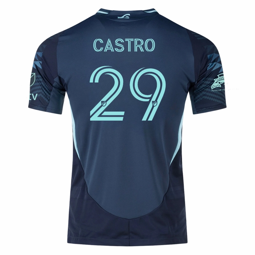 Agility Wear Cool Touch adidas J. Castro Seattle Sounders Authentic Away Jersey 25/26 w/ MLS Patches & Sponsor (Aura Ink)