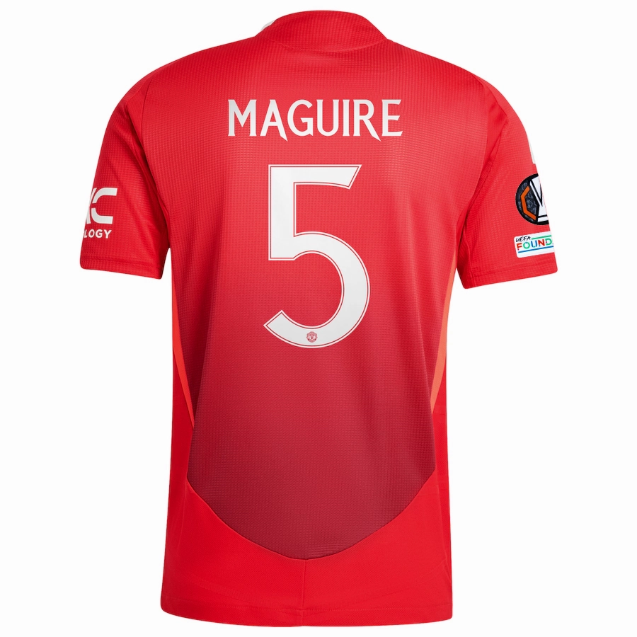 Four Way Stretch Athletic Outfit adidas Manchester United Authentic Harry Maguire Home Jersey w/ Europa League Patches 24/25 (MUFC Red/Bright Red)