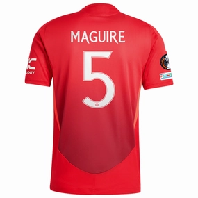 Tagless Design Low Profile Stitching adidas Manchester United Authentic Harry Maguire Home Jersey w/ Europa League Patches 24/25 (MUFC Red/Bright Red)