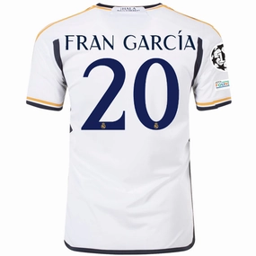 adidas Real Madrid Fran Garcia Home Jersey w/ Champions League   Club World Cup Patches 23/24 (White) streamlined look Street Flex