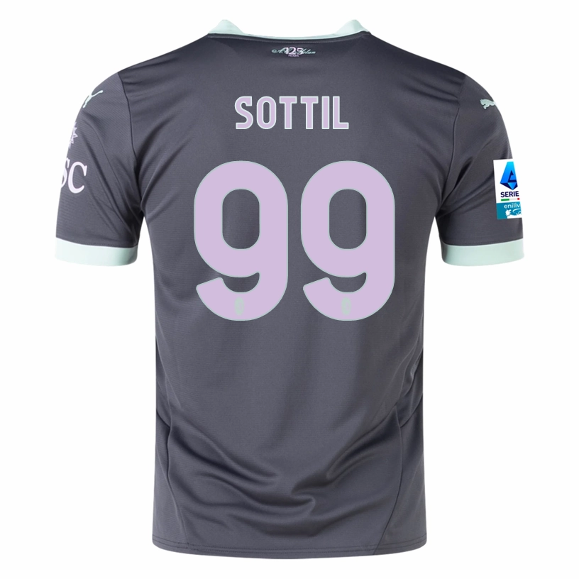 Puma AC Milan Riccardo Sottil Third Jersey w/ Serie A Patch 24/25 (Shadow Gray/Fresh Mint) Comfort Stretch Fit