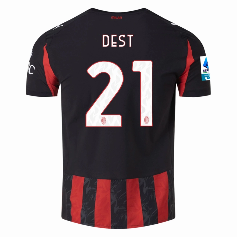 Breath Fit Temperature Regulating Fiber Puma Dest Men's AC Milan Authentic Home Jersey 25/26 w/ Seria A Patch (Red/Black)
