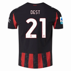 Breath Fit Temperature Regulating Fiber Puma Dest Men's AC Milan Authentic Home Jersey 25/26 w/ Seria A Patch (Red/Black)