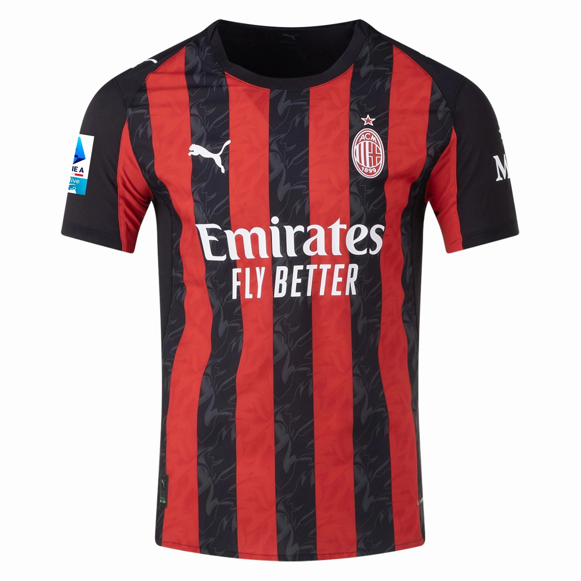 Ribbed collar Reinforced Shoulder Panels Puma Dest Men's AC Milan Authentic Home Jersey 25/26 w/ Seria A Patch (Red/Black)