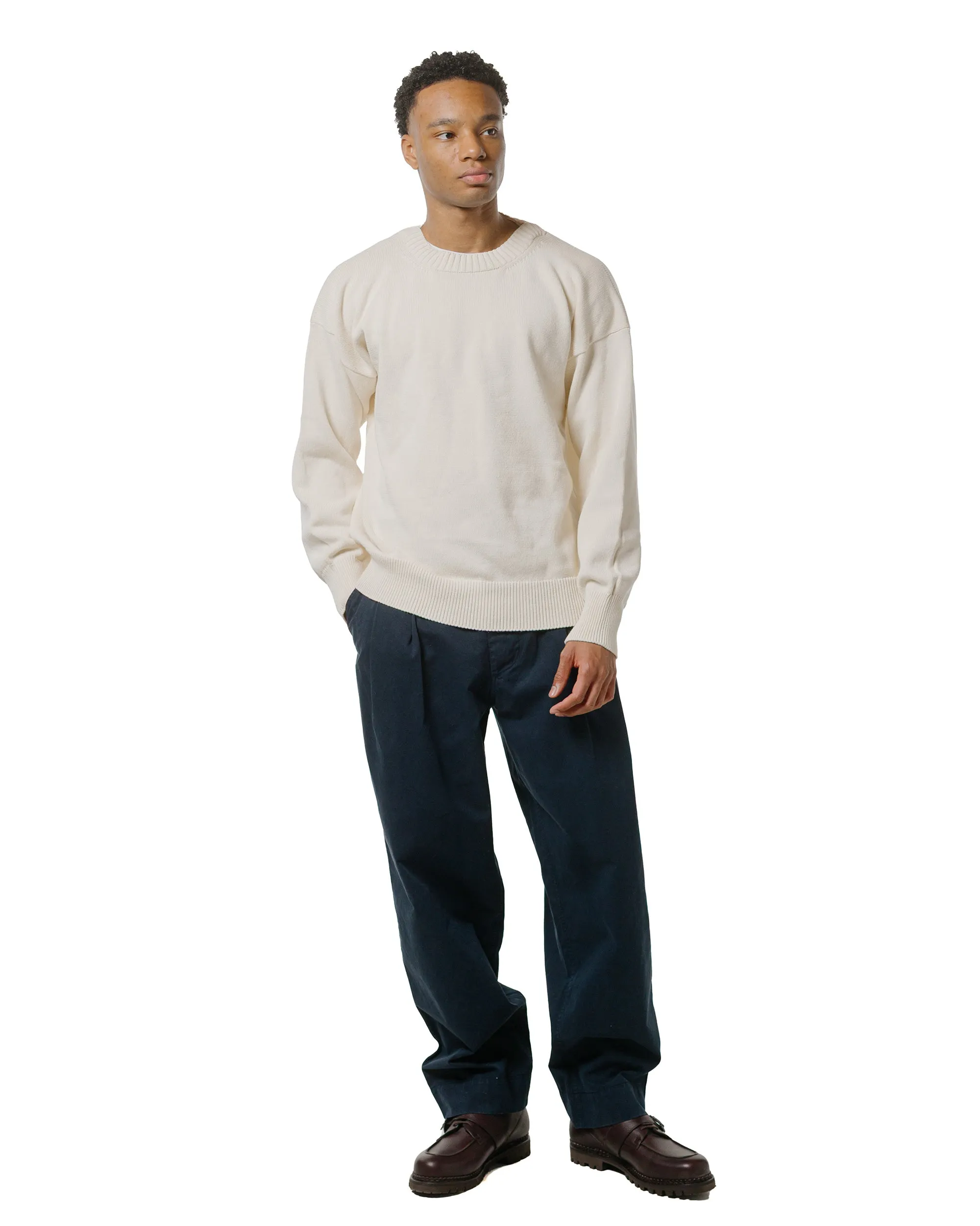 Tall Length MHL Cross Over Crew Dry Cotton Ecru