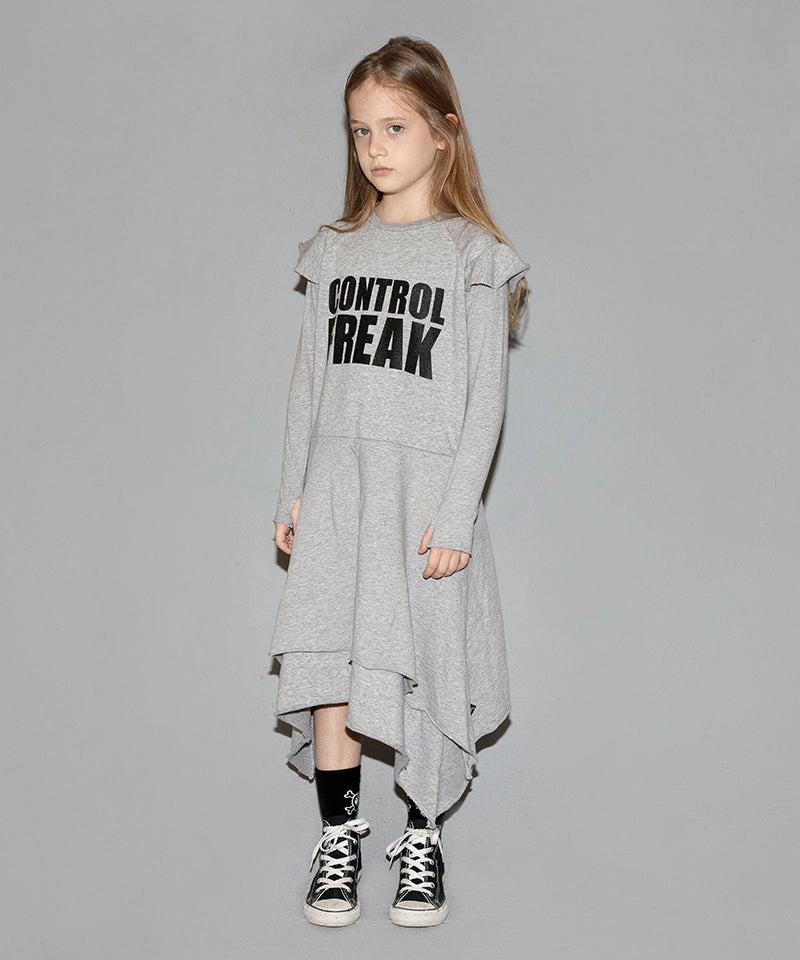 flowy style BiasCutSilhouette NU1980 Control Freak Dress, Heather Grey