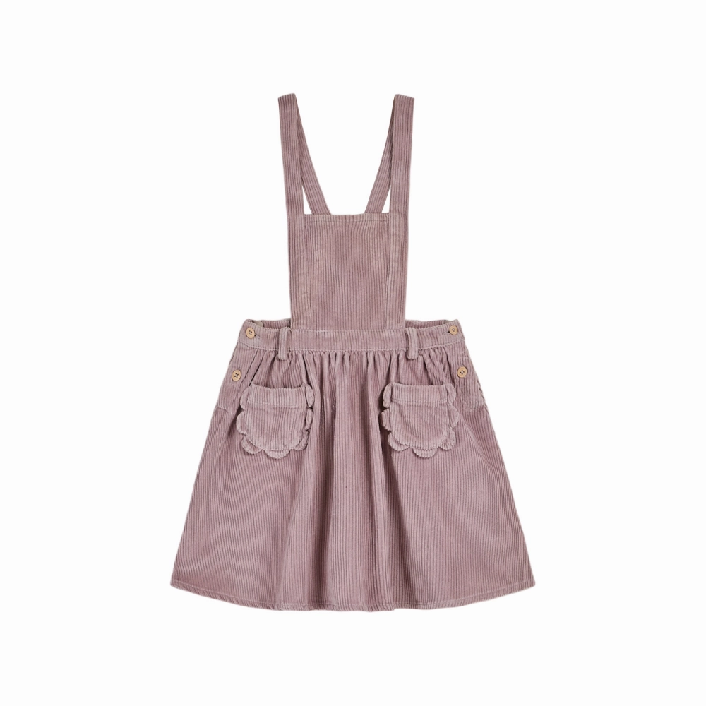 Emile et Ida Apron dress with flower pockets, Mauve Gentle Look Work Vibe