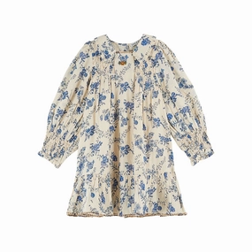 Emile et Ida Blue Orchid Smocked Dress, Blue Orchid Bloom Zone Wrap Charm