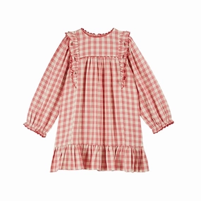Emile et Ida Gauze Vichy Dress, Gingham Festive Wear Delicate Edge