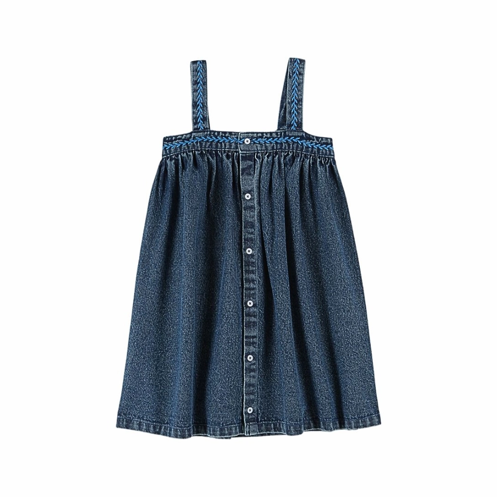 Casual Comfort Romantic Bloom Emile et Ida Loose Dress with Straps, Denim