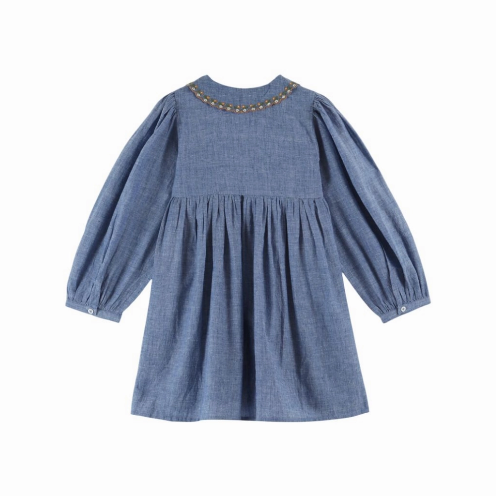 Emile et Ida Smocked Dress, Chambray Gender Fluid