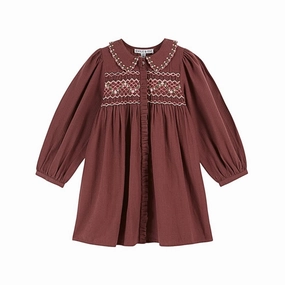 Texture Edge relaxed elegance Emile et Ida Smocked Dress, Violine