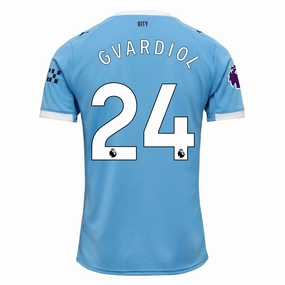 Anytime Layer Low Impact Manufacturing Puma Josko Gvardiol Manchester City Home Jersey 25/26 w/ EPL   Sponsor Patch (Team Light Blue/Puma White)