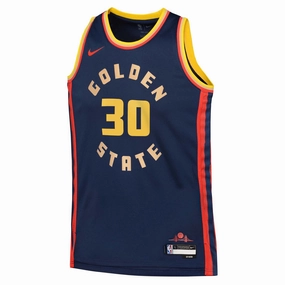 Junior's NBA Golden State Warriors Steph Curry 2024/25 City Edition Swingman Jersey Quick Pullover Design Raglan Sleeve Cut