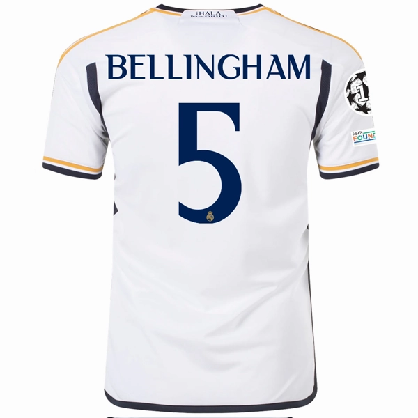 adidas Real Madrid Jude Bellingham Home Jersey w/ Champions League   Club World Cup Patches 23/24 (White) Eco Friendly Recycled Polyester
