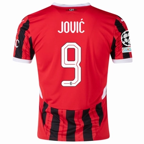 Directional Vent Patterns Abrasion Resistant Reinforcements Puma AC Milan Luka Jovi? Home Jersey w/ Champions League Patches 24/25 (Puma Red/Puma Black)