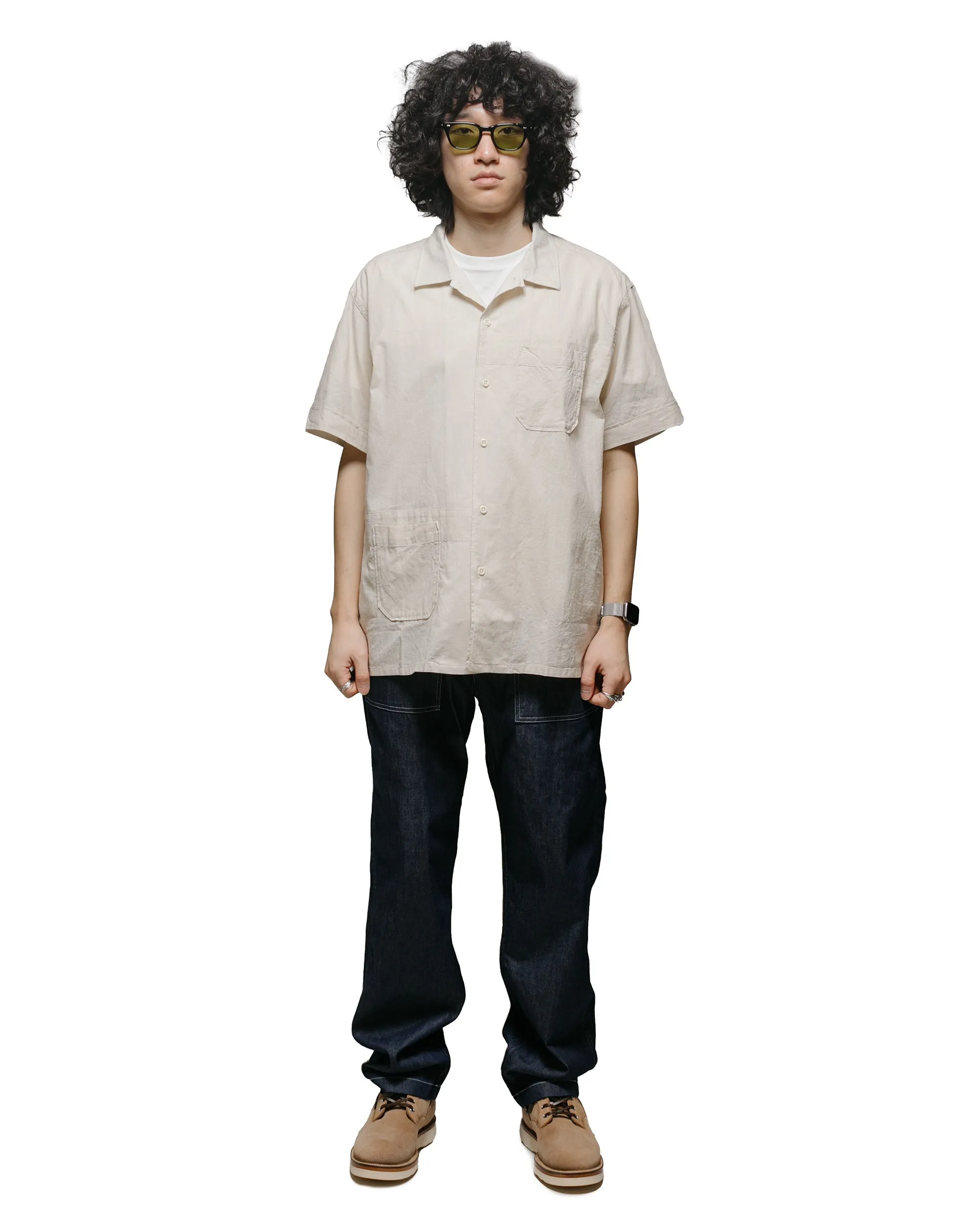 Inner Layer Weekend Outing Engineered Garments Camp Shirt Beige Cotton Handkerchief