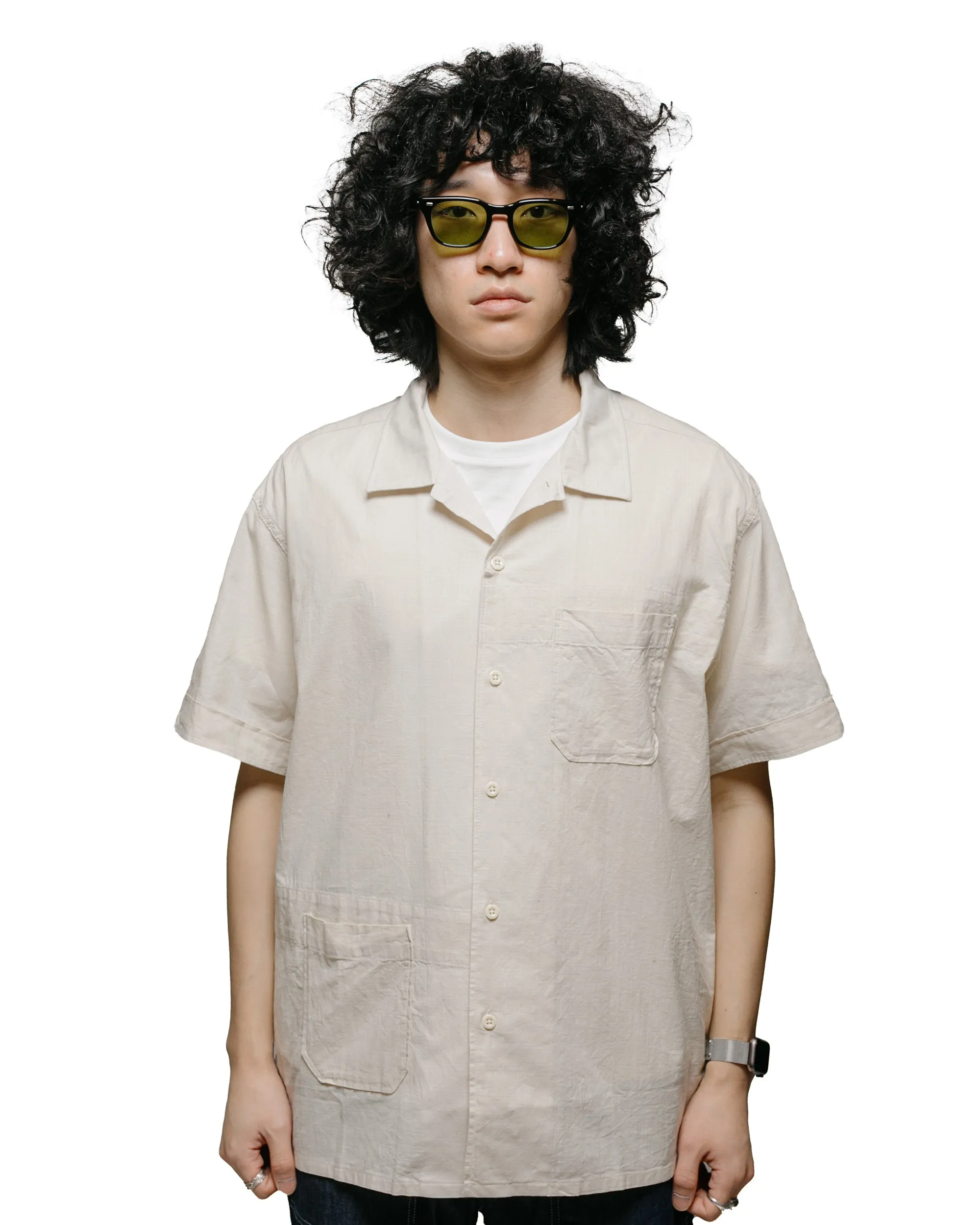 Engineered Garments Camp Shirt Beige Cotton Handkerchief Breathable Cotton Everyday Wear