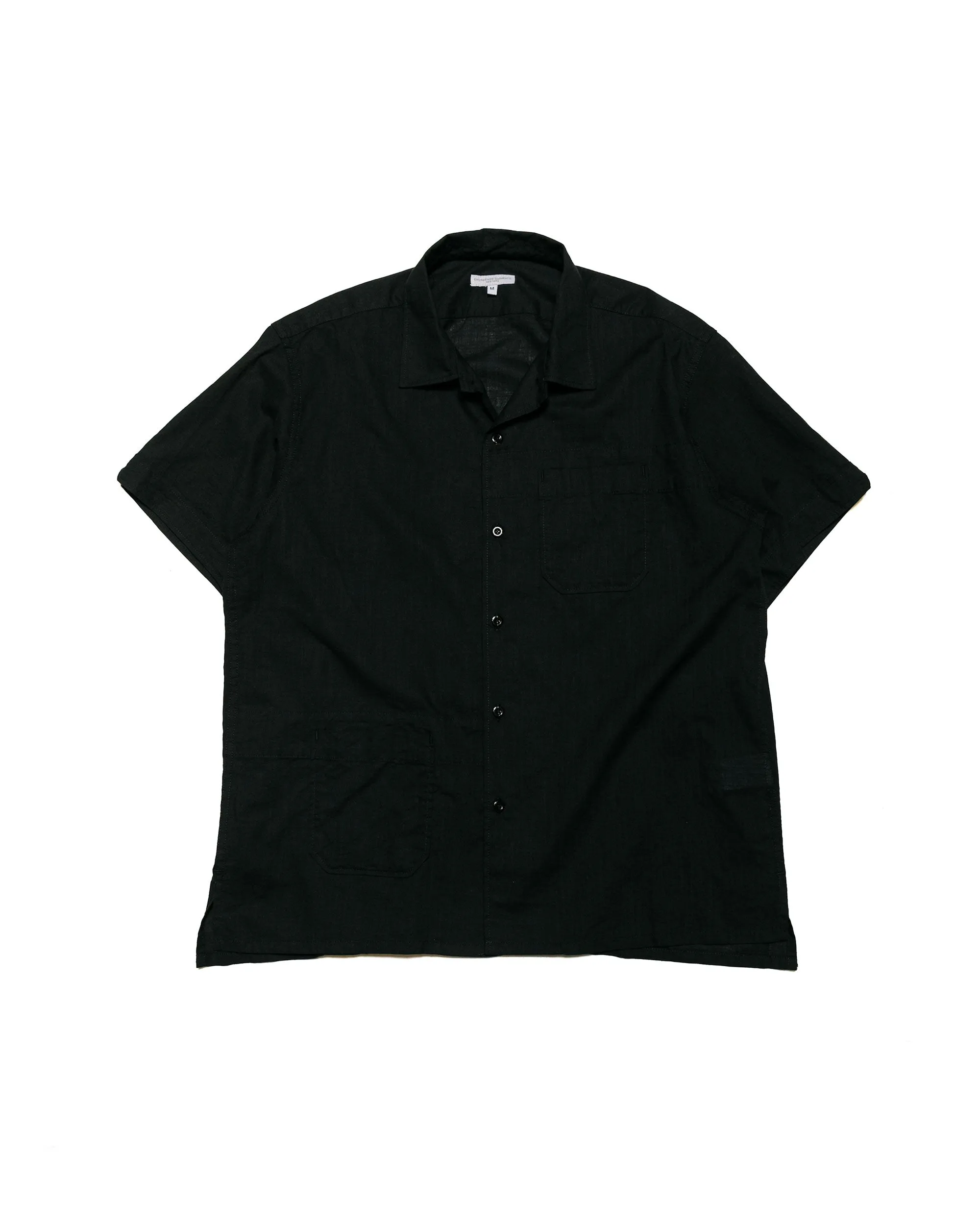 Engineered Garments Camp Shirt Black Cotton Handkerchief Soft Collar Design