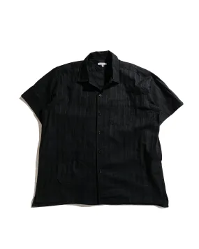 Engineered Garments Camp Shirt Black Cotton Lace Stripe Jacquard Breathable back panel
