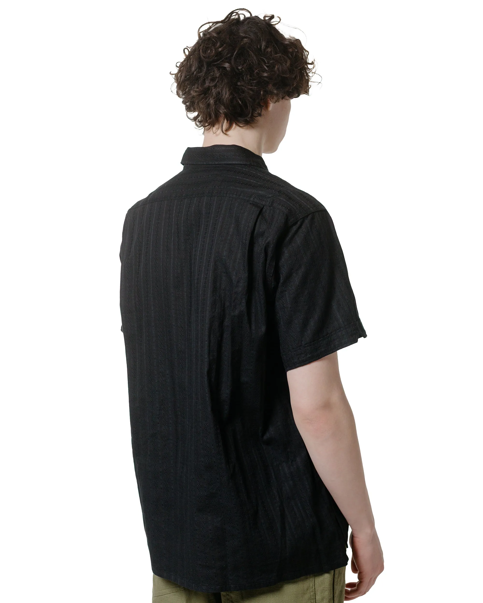 Casual Hangout Engineered Garments Camp Shirt Black Cotton Lace Stripe Jacquard