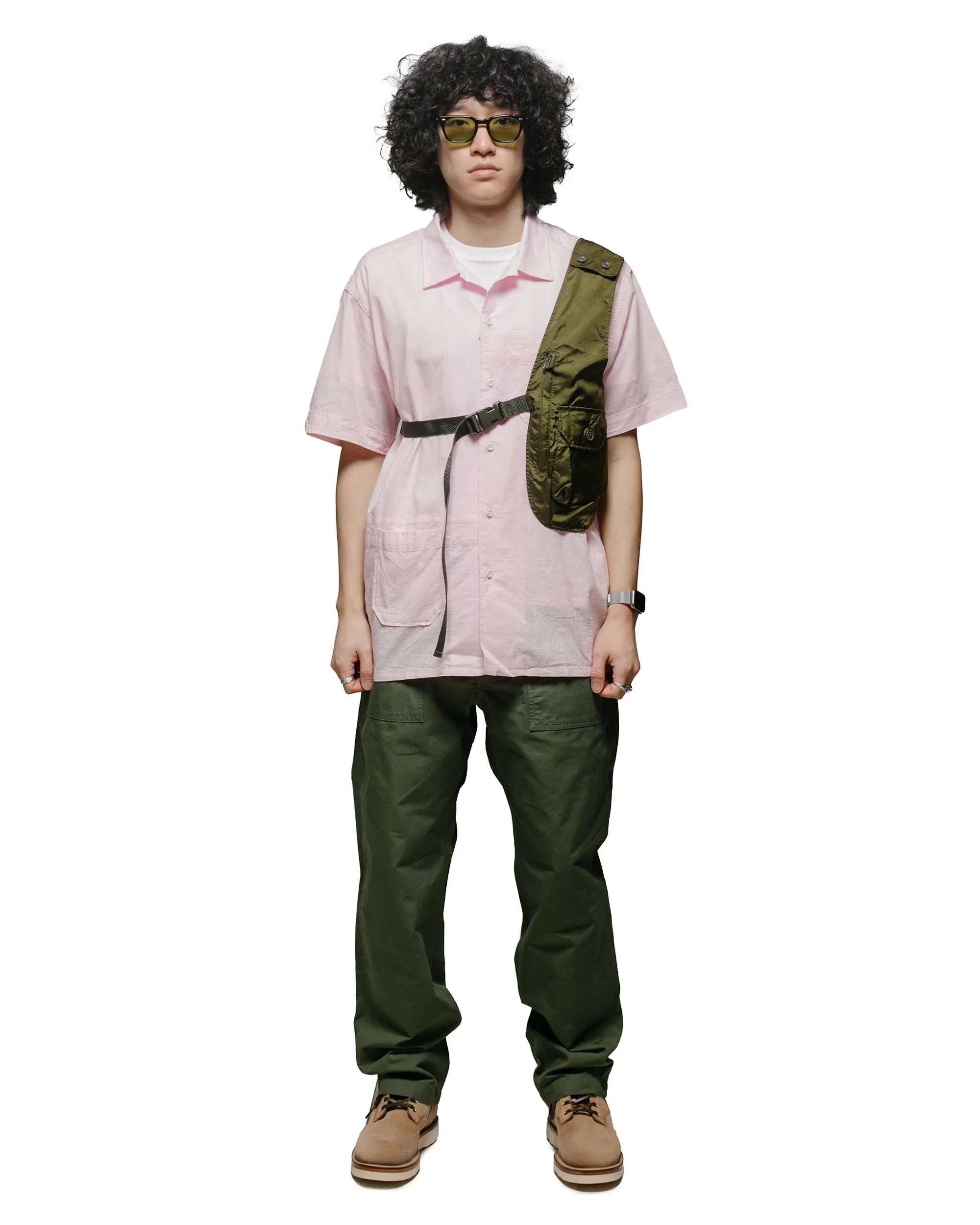 Engineered Garments Camp Shirt Pink Cotton Handkerchief Laser Cut Edge Detail