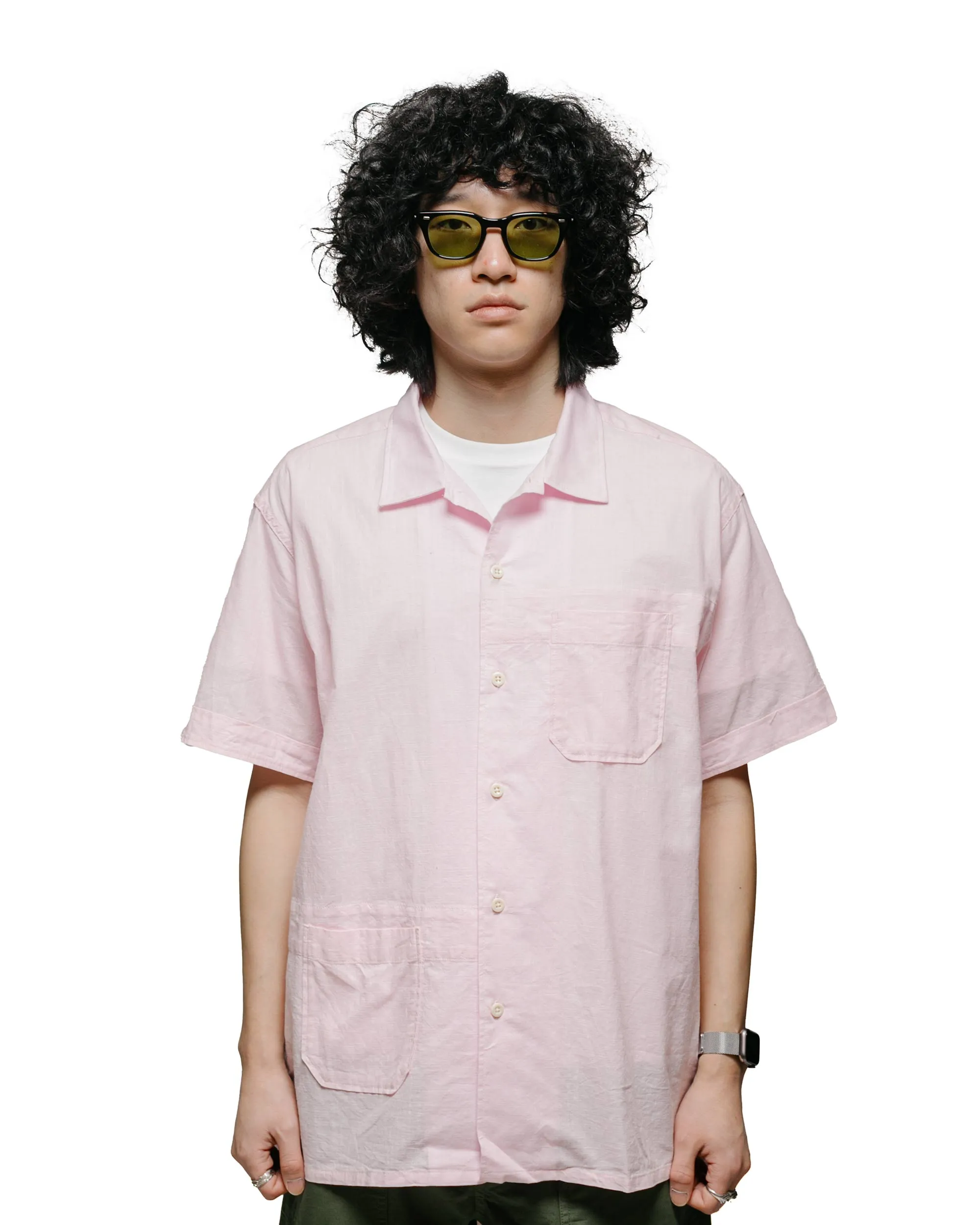 Engineered Garments Camp Shirt Pink Cotton Handkerchief Textured Finish Fast Drying