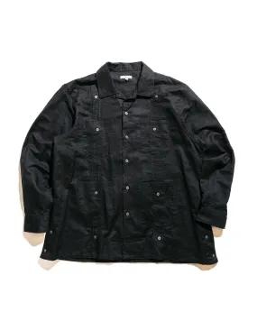 Engineered Garments Guayabera Shirt Black Handkerchief Linen vacation wear Tall friendly