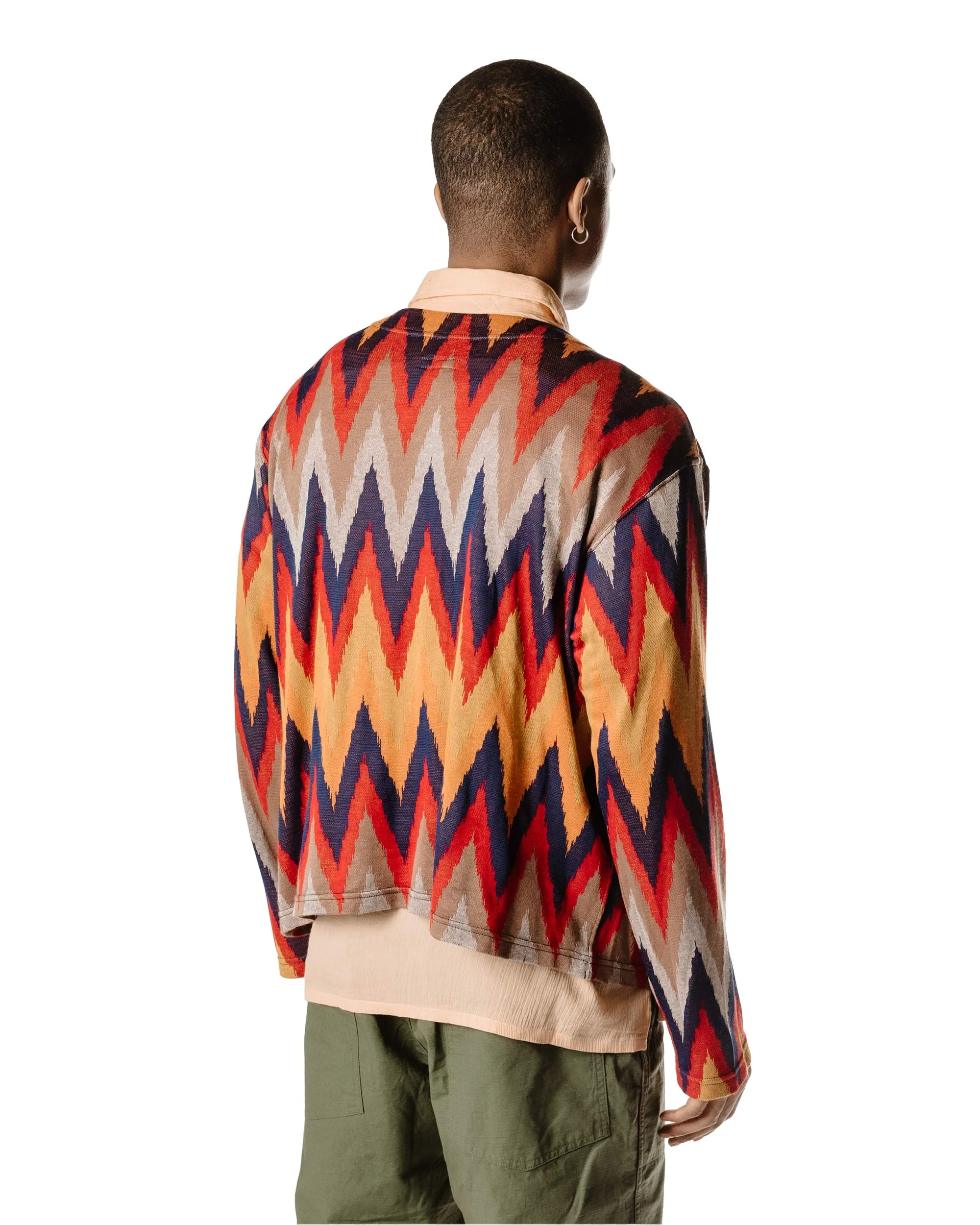 Engineered Garments Knit Cardigan Red/Navy Ikat Knit Odor-resistant Layered Style