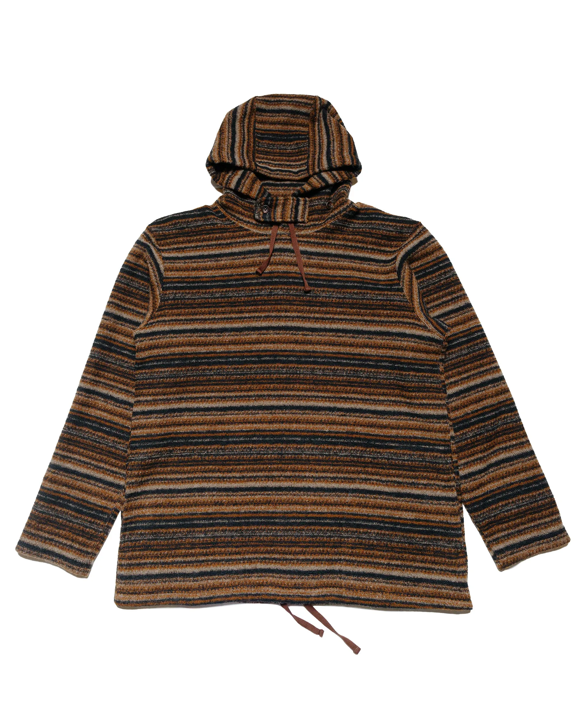 product team unity Unisex Design Engineered Garments Long Sleeve Hoody Brown Fair Isle Stripe Knit Sweater