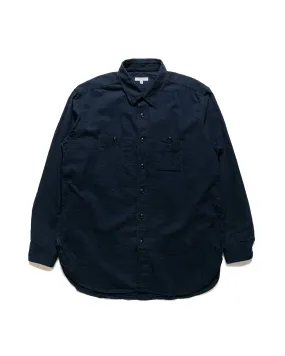 Engineered Garments Work Shirt Dark Navy Tone & Tone Seersucker Subtle Details Eco-Friendly Fabric