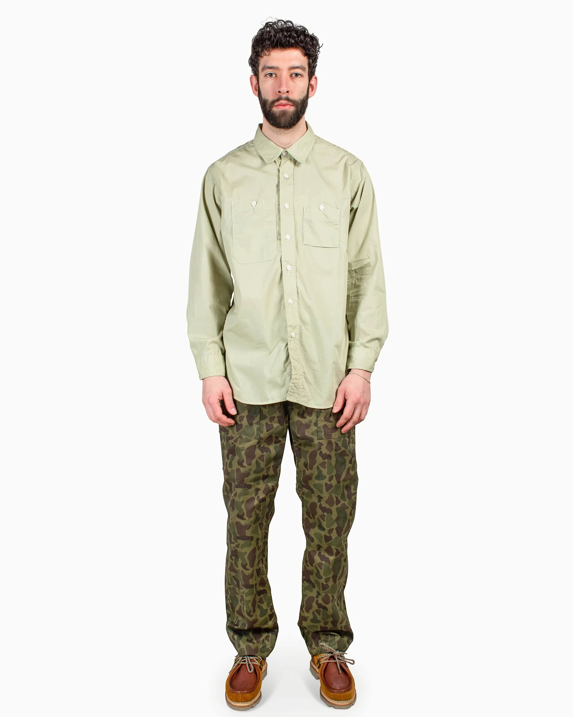 fade resistant color Anti Static Finish Engineered Garments Work Shirt Lime Superfine Poplin