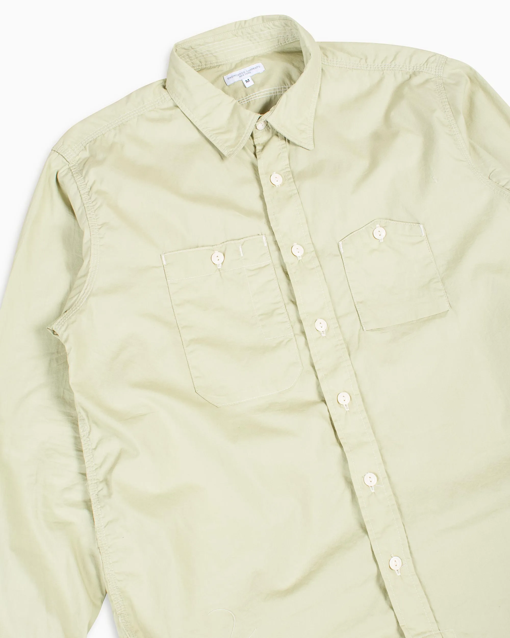 Engineered Garments Work Shirt Lime Superfine Poplin Holiday Outfit Urban Wear
