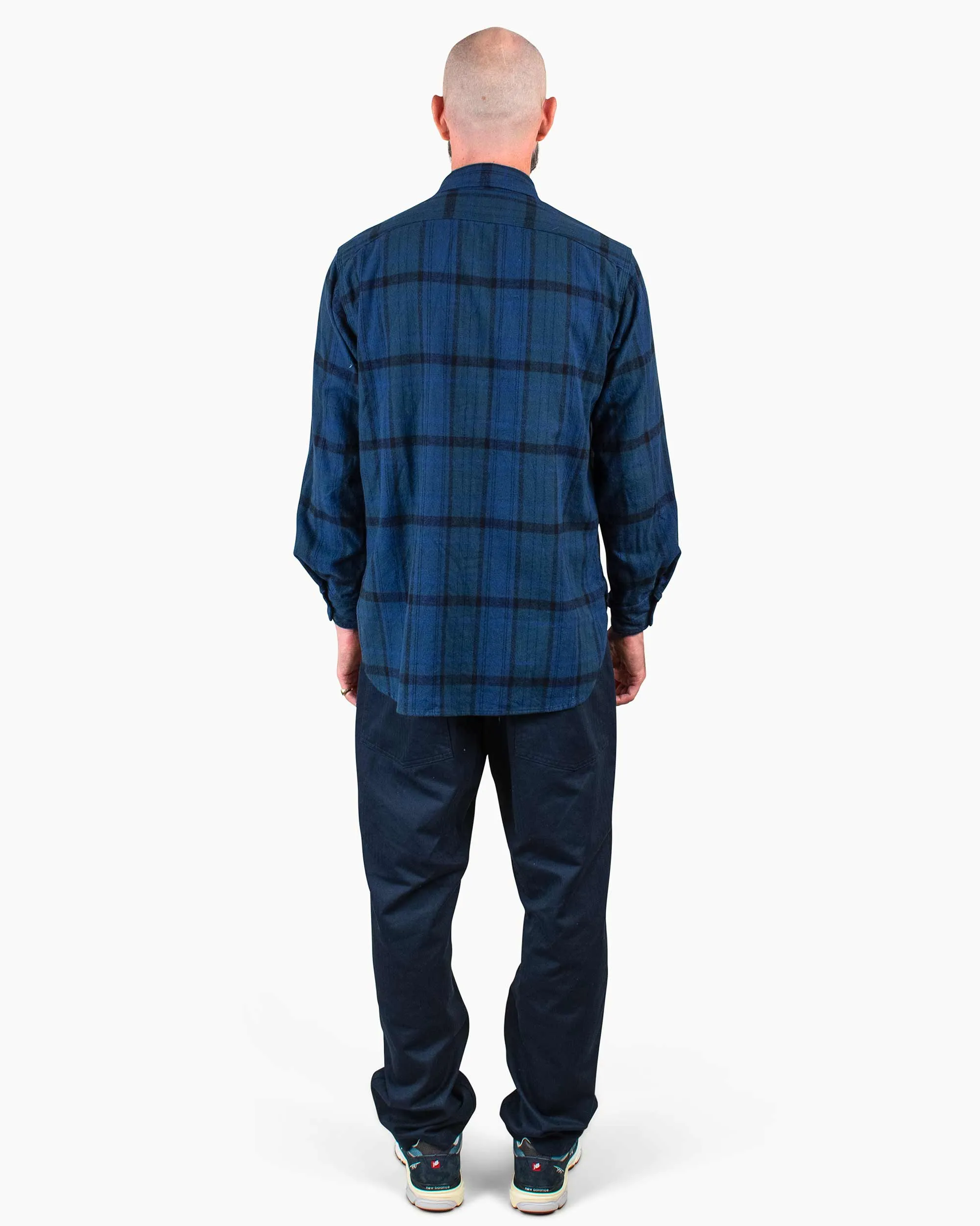 Engineered Garments Work Shirt Navy/Black Plaid Cotton Flannel Plus size option