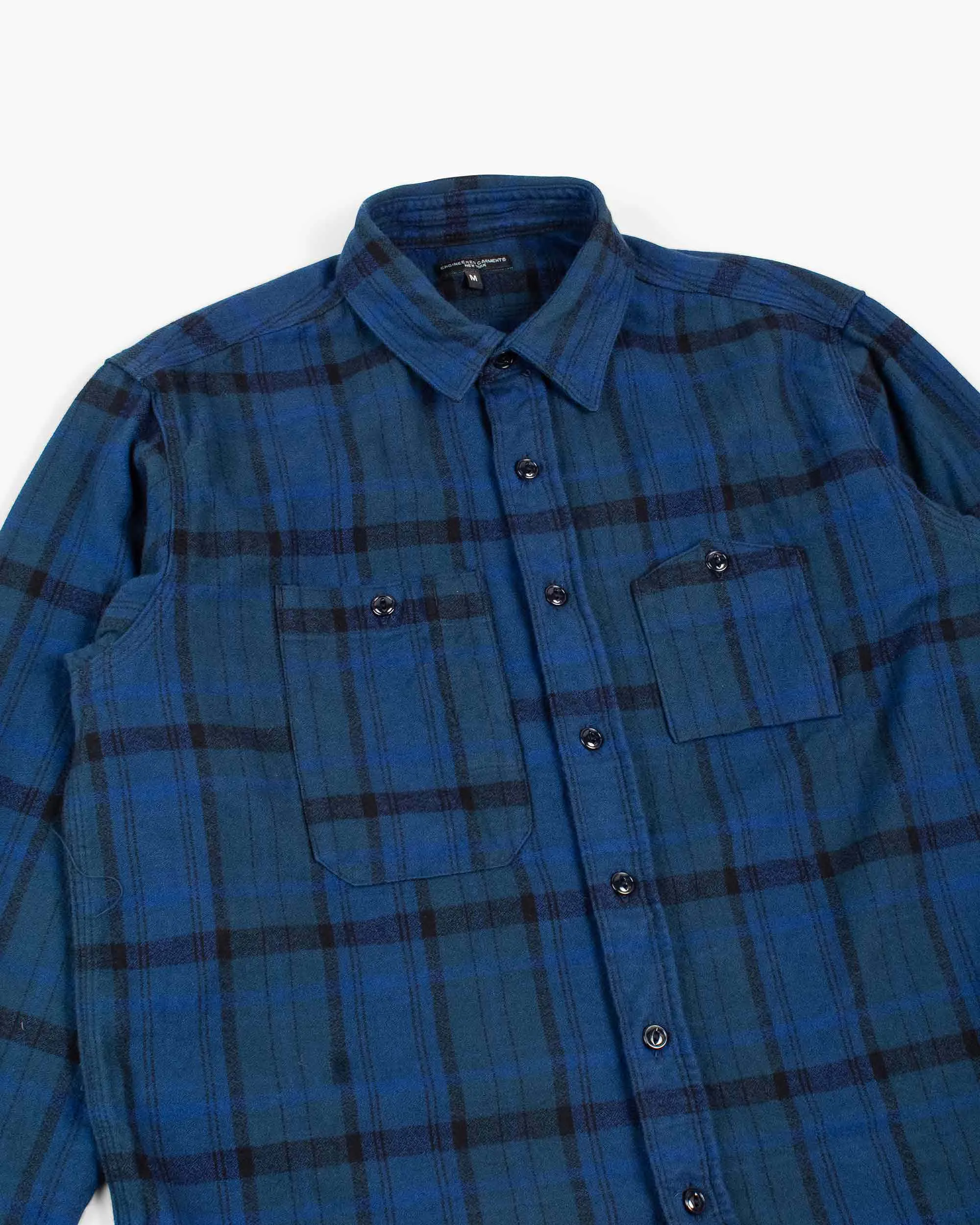 Military Inspired Odor control Engineered Garments Work Shirt Navy/Black Plaid Cotton Flannel