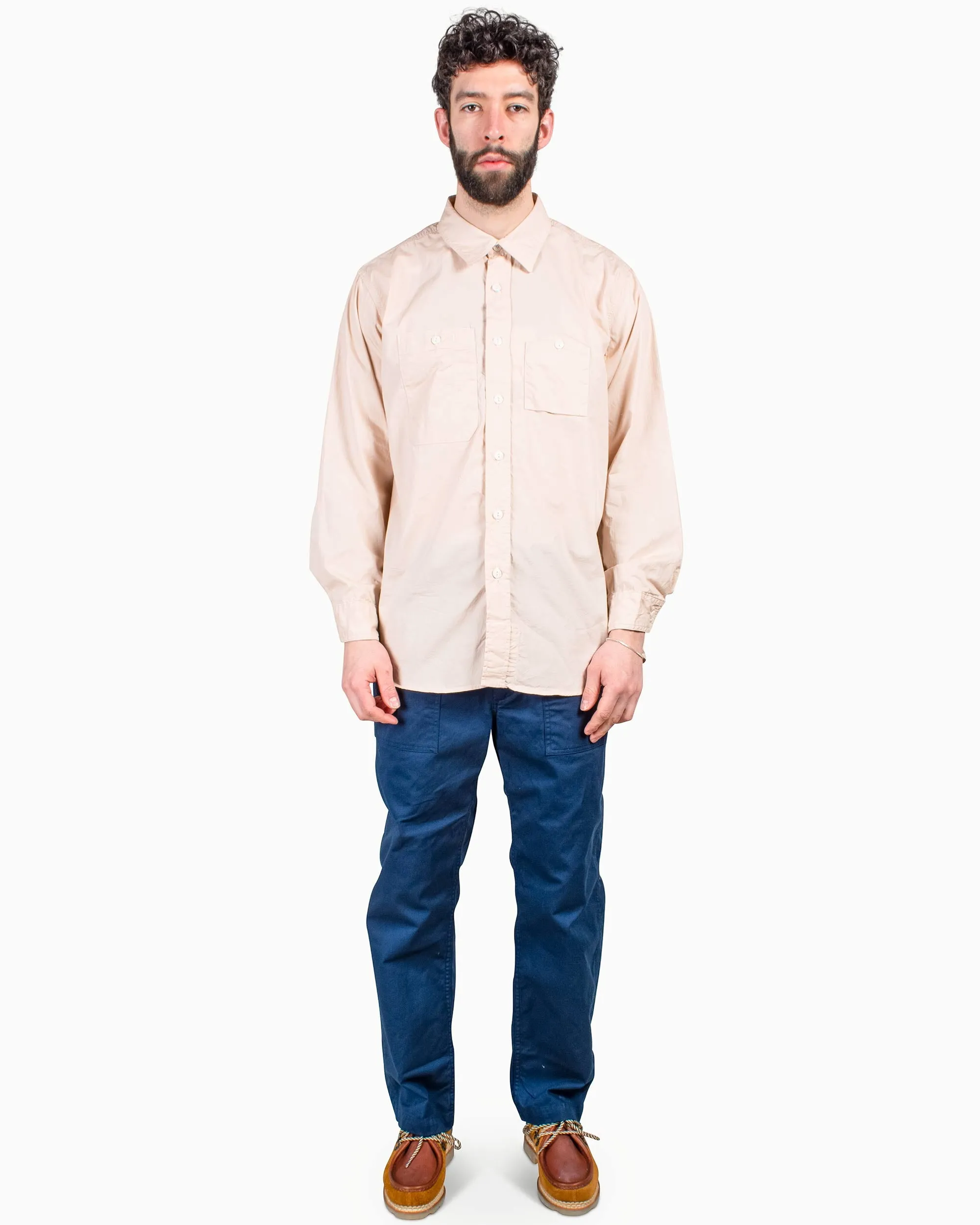 Engineered Garments Work Shirt Pink Superfine Poplin EasyCare Fabric Stylish Appearance