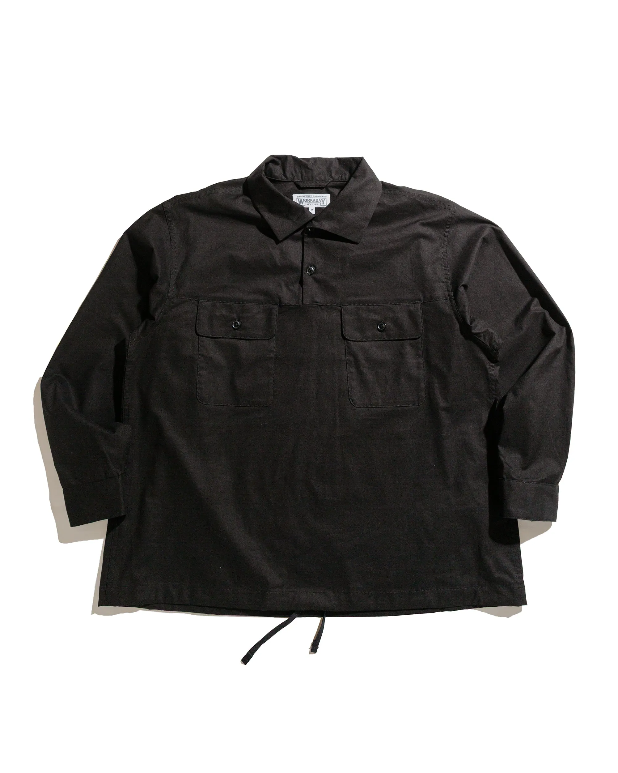 Engineered Garments Workaday Jumper Shirt Black Kona Cotton Tear Resistant Reinforcement Seamless Side Panels