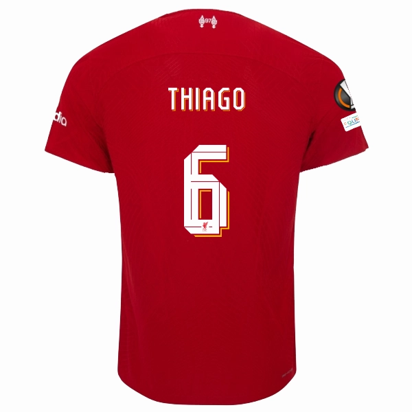Nike Liverpool Authentic Thiago Alcantara Vaporknit Match Home Jersey w/ Europa League Patches 23/24 (Red/White) Stylish Comfort Heat Transfer Graphics