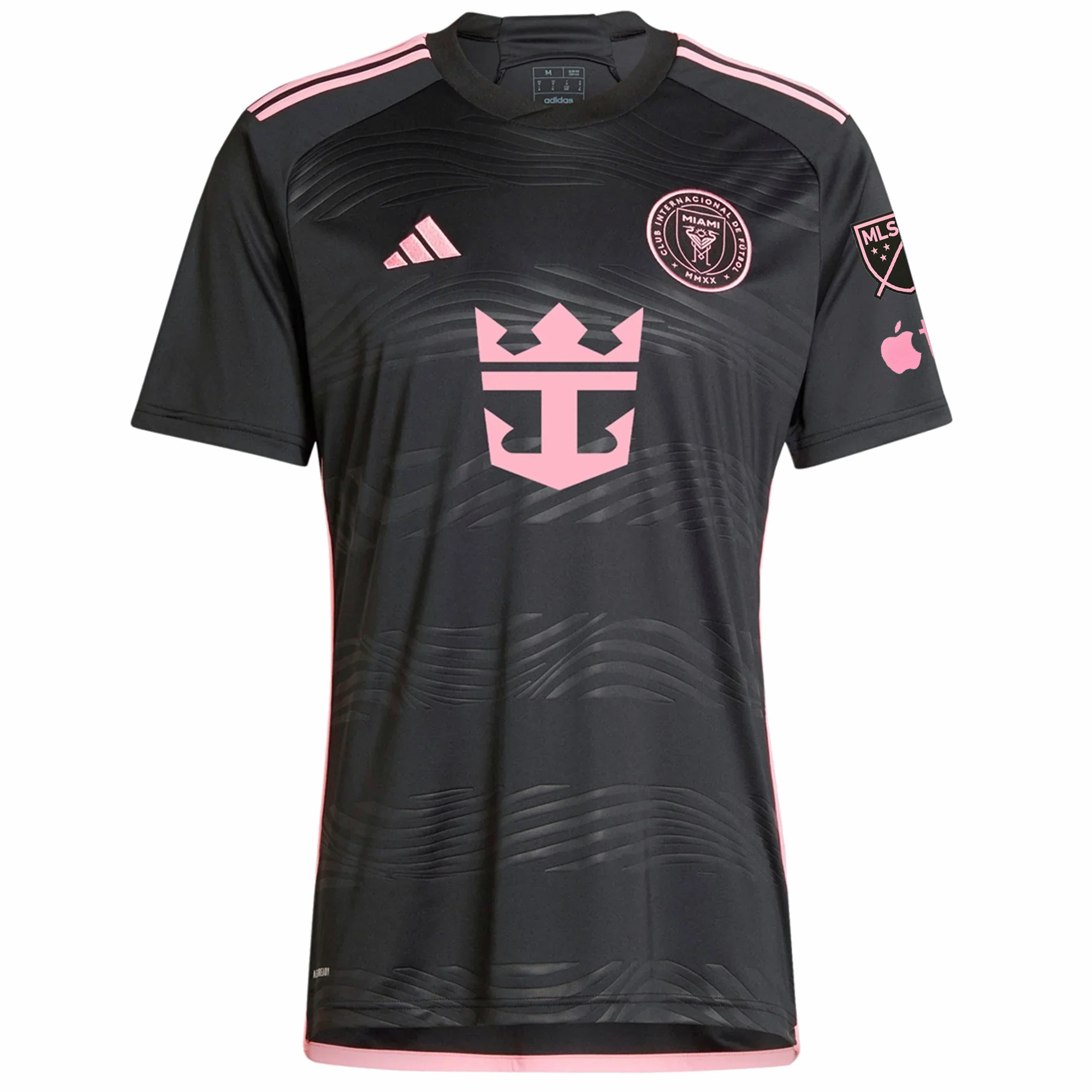 Stretchable Knit Material adidas Inter Miami Jordi Alba Royal Caribbean Away Jersey w/ MLS   Apple TV Patches 23/24 (Black/Bliss Pink)