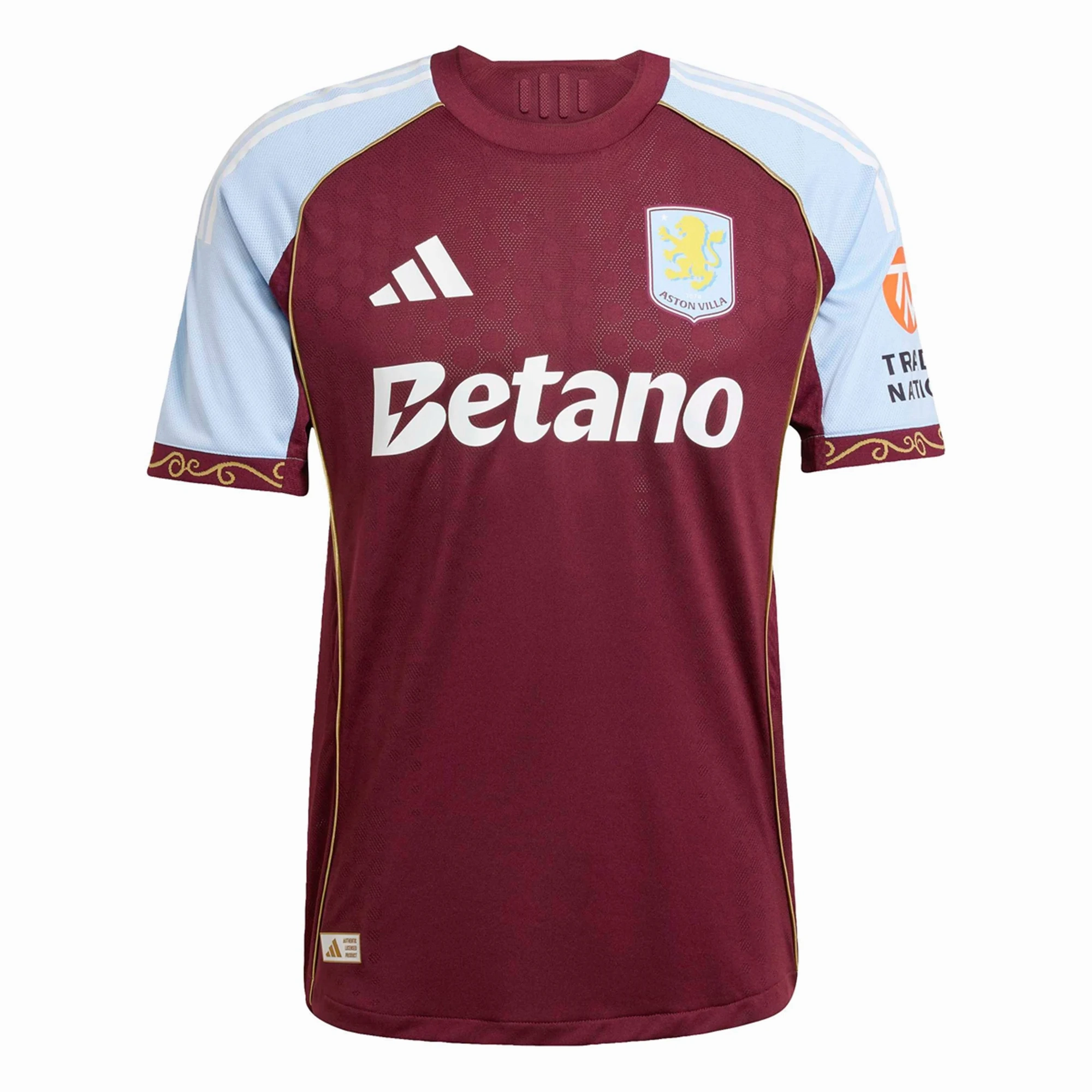 Soft Layers adidas Men's Aston Villa Authentic Home Jersey 25/26 (Maroon/Light Blue)
