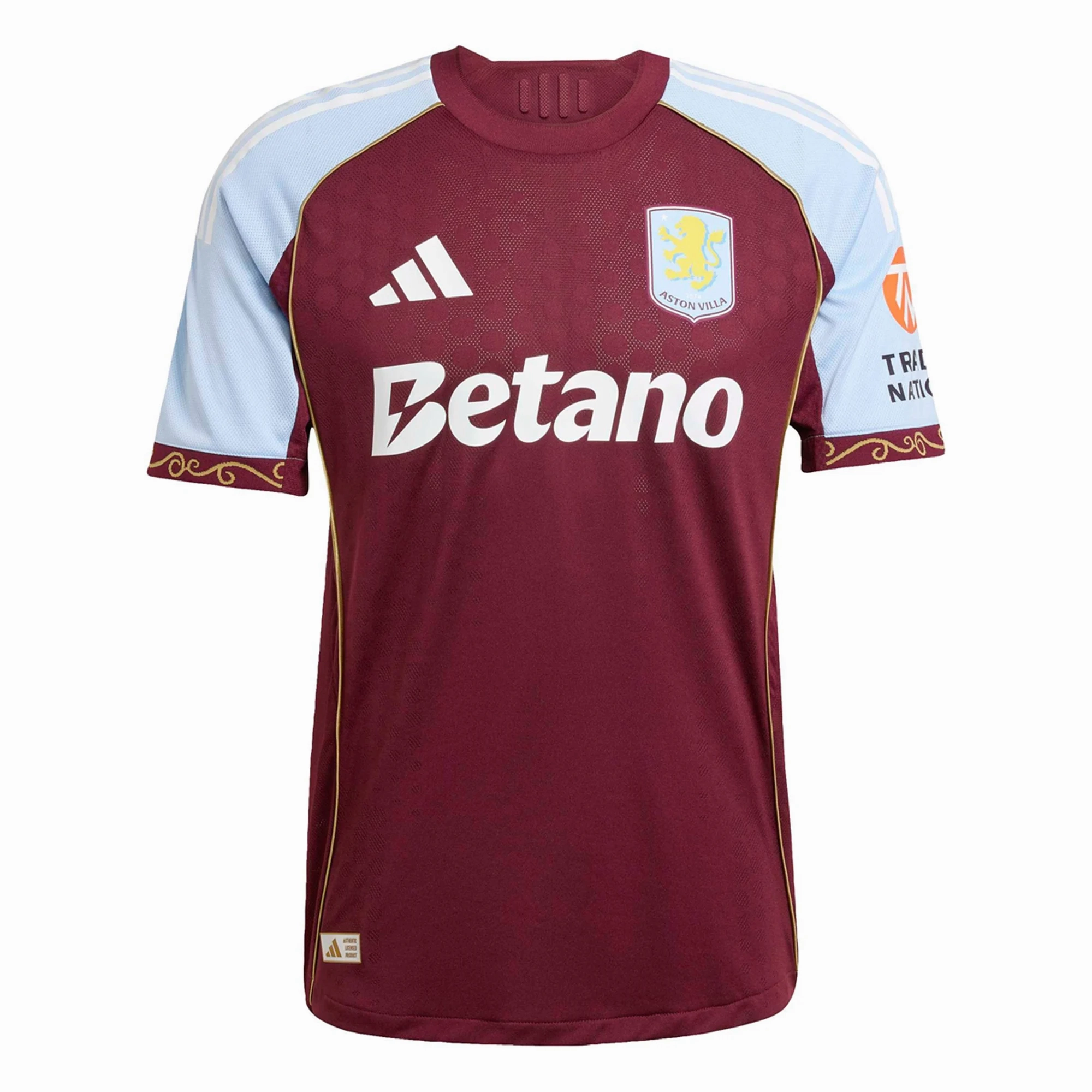 High Flexibility Flexible Yoke Design adidas Men's Aston Villa Authentic Home Jersey 25/26 (Maroon/Light Blue)