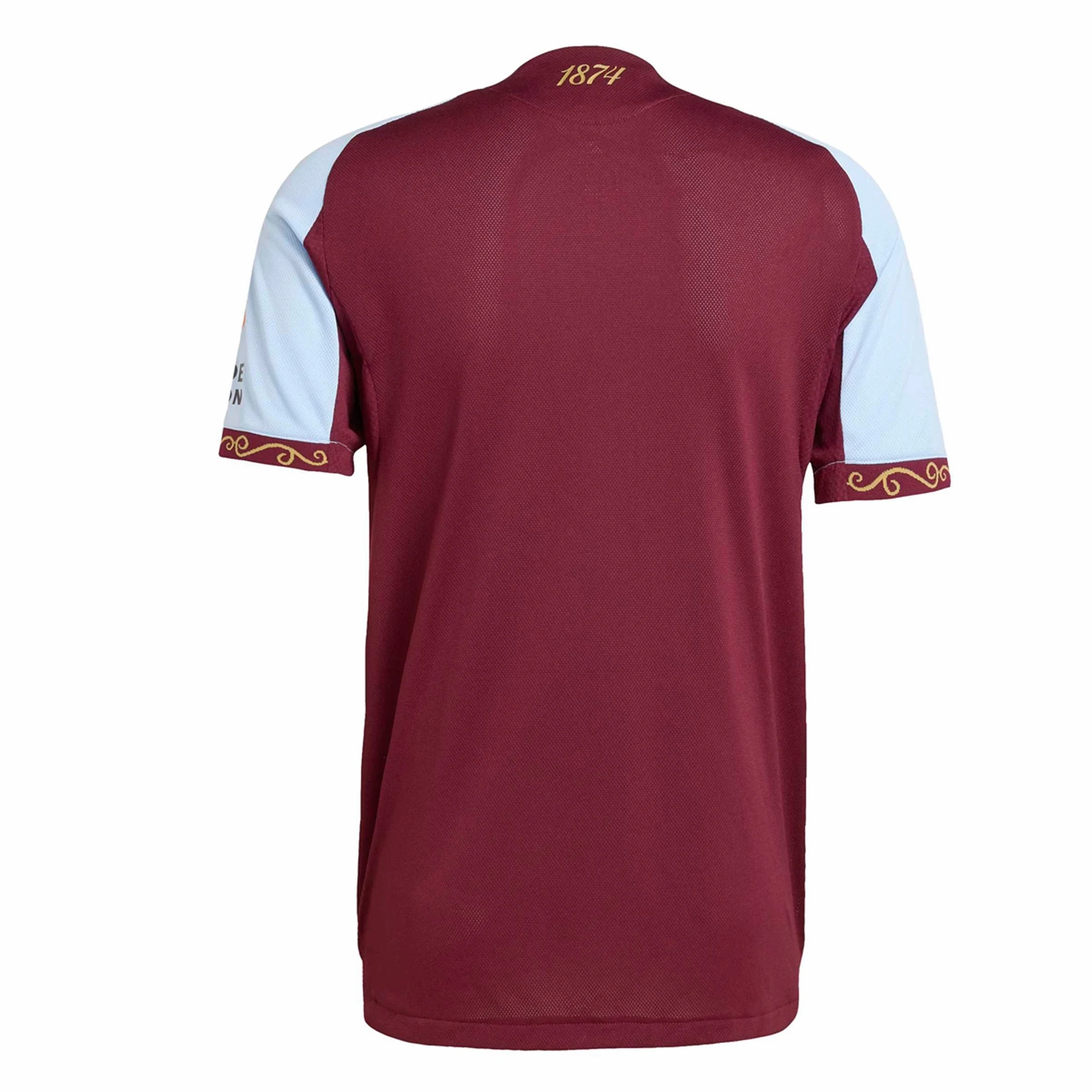adidas Men's Aston Villa Authentic Home Jersey 25/26 (Maroon/Light Blue) Contrast Trim Detailing