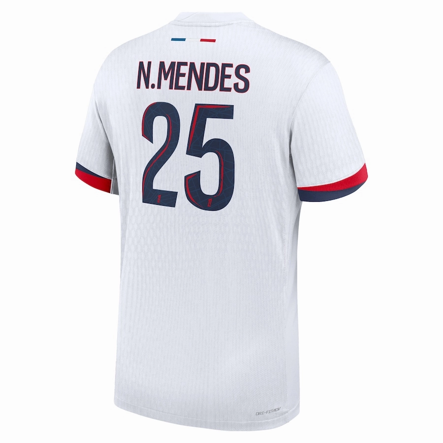 Nike Paris Saint-Germain Authentic Nuno Mendes Away Jersey 24/25 (White/Midnight Navy) High Visibility Trim Weightless Feel