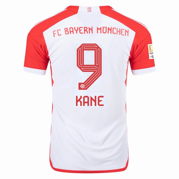 adidas Bayern Munich Authentic Harry Kane Home Jersey w/ Bundesliga Champions Patch 23/24 (White/Red) Slub Yarn Texture Static Resistant Fabric