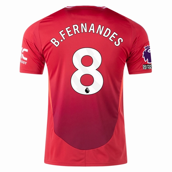 Durable Wicking Channels Dynamic Tension Banding adidas Manchester United Bruno Fernandes Home Jersey w/ EPL   No Room For Racism 24/25 (MUFC Red)
