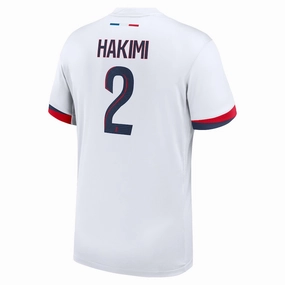 Nike Paris Saint-Germain Achraf Hakimi Away Jersey 24/25 (White/Midnight Navy) Anti Static Finish Non Irritating Fabric
