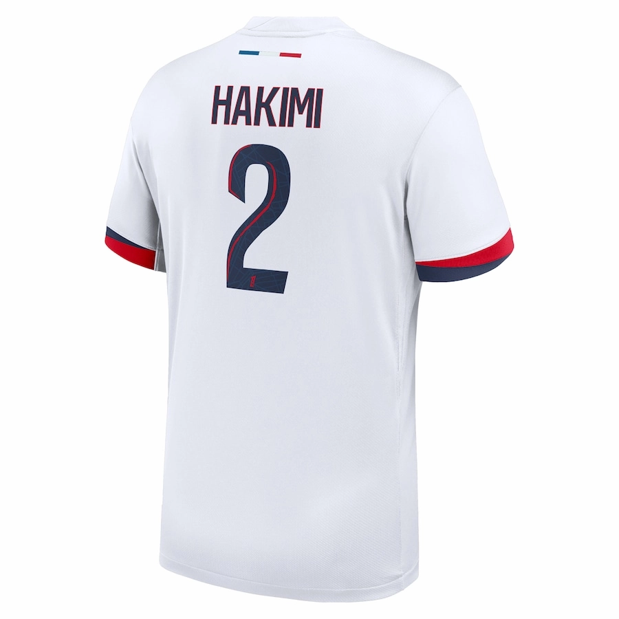 Nike Paris Saint-Germain Achraf Hakimi Away Jersey 24/25 (White/Midnight Navy) Anti Static Finish Non Irritating Fabric