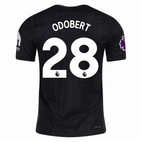 Nike Odobert Tottenham Hotspur Authentic Away Jersey 25/26 w/ EPL Patch (Black/Iron) Athletic Ribbed Cuffs