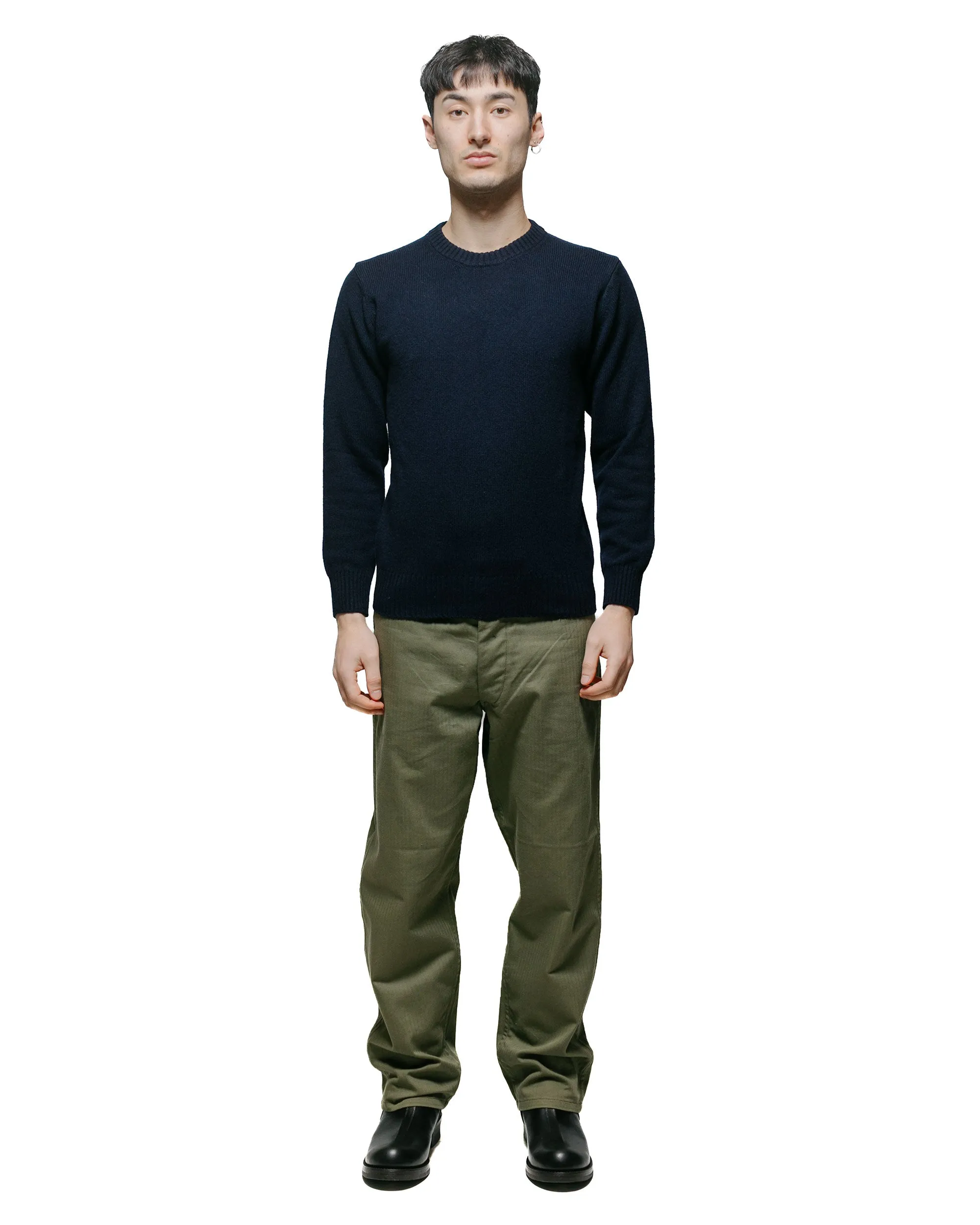 The Real McCoy's MC21114 Wool Crewneck Sweater Navy Chilly Weather Soft Comfort