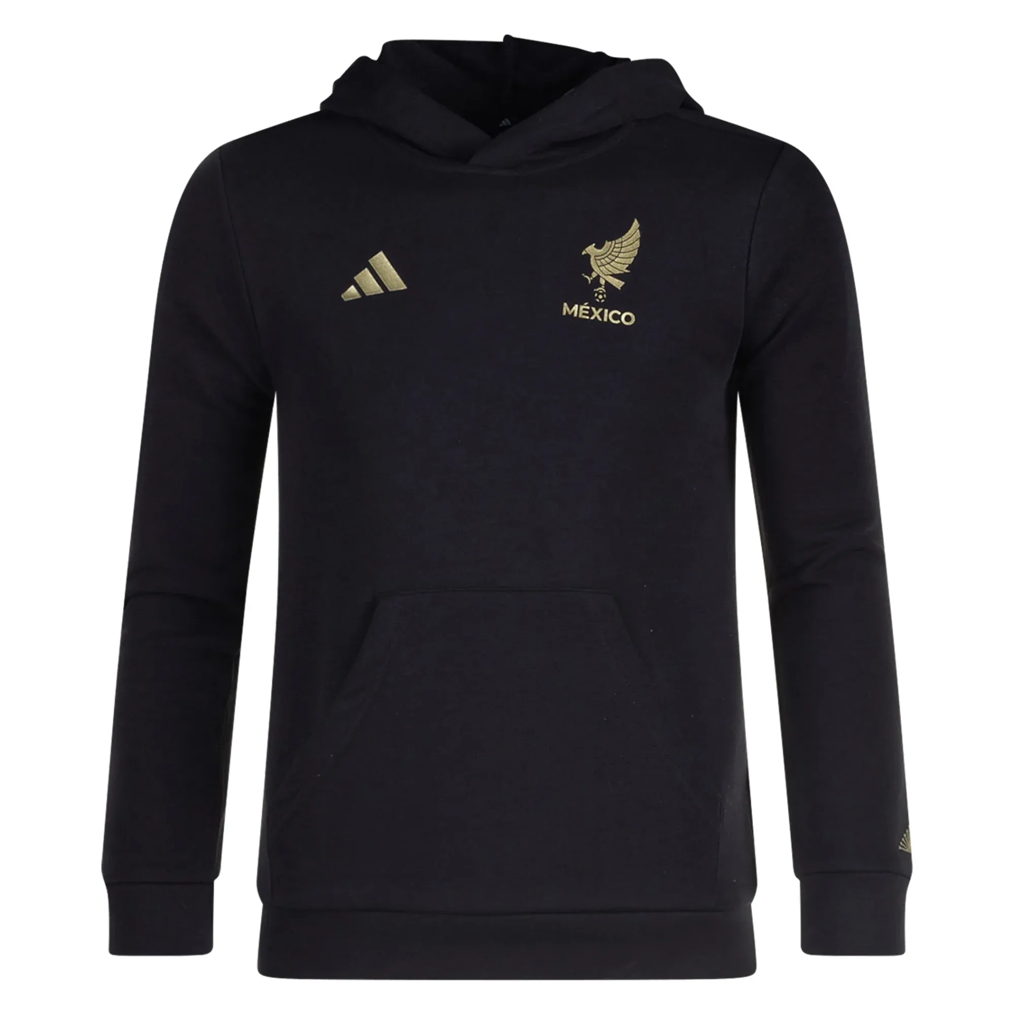 adidas Youth Mexico DNA Hoodie 25/26 (Black/Metallic Gold) Bold Print product return policy